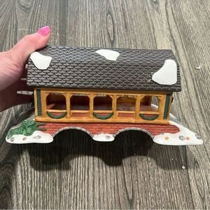 Holiday Time Christmas Village Collectible Vintage 1864 Covered Bridge Figurine